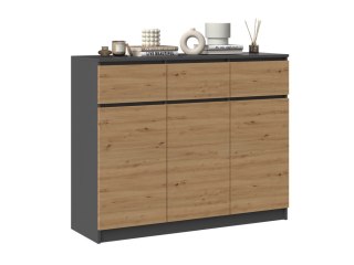 KOMODA 3D3S - ANTRACYT / DĄB ARTISAN
