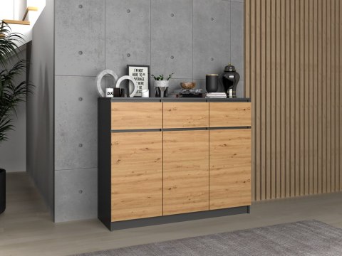 KOMODA 3D3S - ANTRACYT / DĄB ARTISAN KOMODA 3D3S - ANTRACYT / DĄB ARTISAN