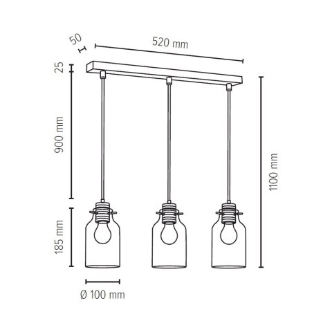 Lampa wisząca ALESSANDRO 3 CZARNY DĄB OLEJOWANY Lampa wisząca ALESSANDRO 3 CZARNY DĄB OLEJOWANY