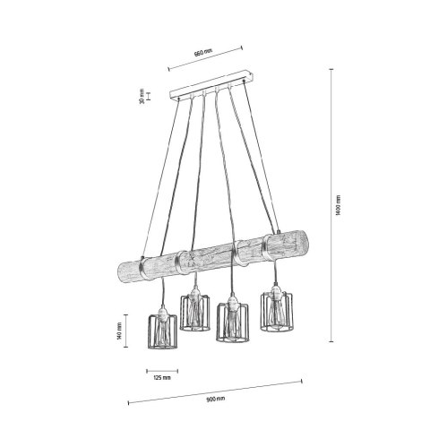Lampa wisząca KEYLA 4S CZARNY SZARY Lampa wisząca KEYLA 4S CZARNY SZARY