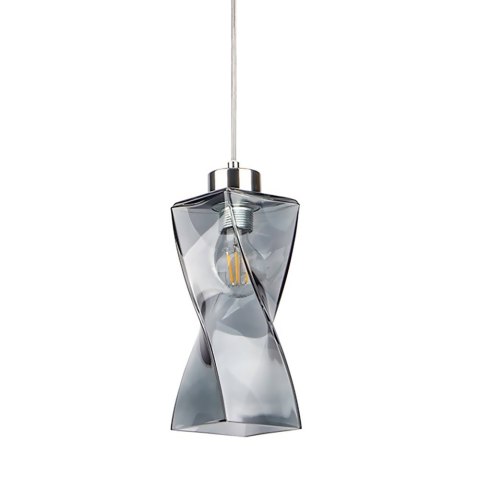 Lampa wisząca TWIST 1 Chrom Szkło Dymione Transparentny Lampa wisząca TWIST 1 Chrom Szkło Dymione Transparentny
