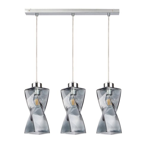 Lampa wisząca TWIST 3 Chrom Szkło Dymione Transparentny Lampa wisząca TWIST 3 Chrom Szkło Dymione Transparentny