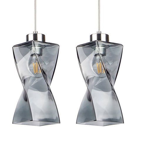 Lampa wisząca TWIST 3 Chrom Szkło Dymione Transparentny Lampa wisząca TWIST 3 Chrom Szkło Dymione Transparentny