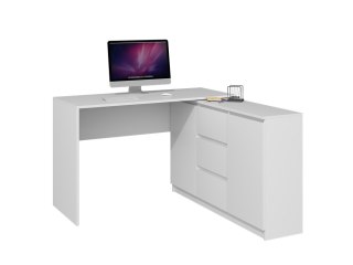 NAROŻNE BIURKO PLUS KOMODA 2D3S BIEL MAT
