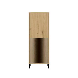 Witryna KAMARO 2DK SLIM/GŁADKI DĄB ARTISAN Lamele Front Ryflowany + Klasyczny