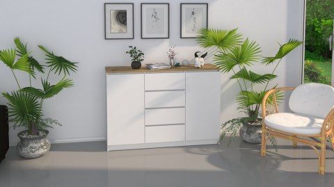 KOMODA 2D4S 120 - BIEL / DĄB ARTISAN KOMODA 2D4S 120 - BIEL / DĄB ARTISAN